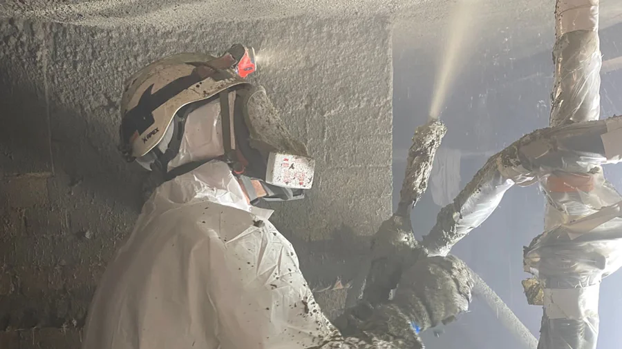 Silica free shotcrete excellent worker safety and high relative alkalinity. non shrink and neutralisation capacity