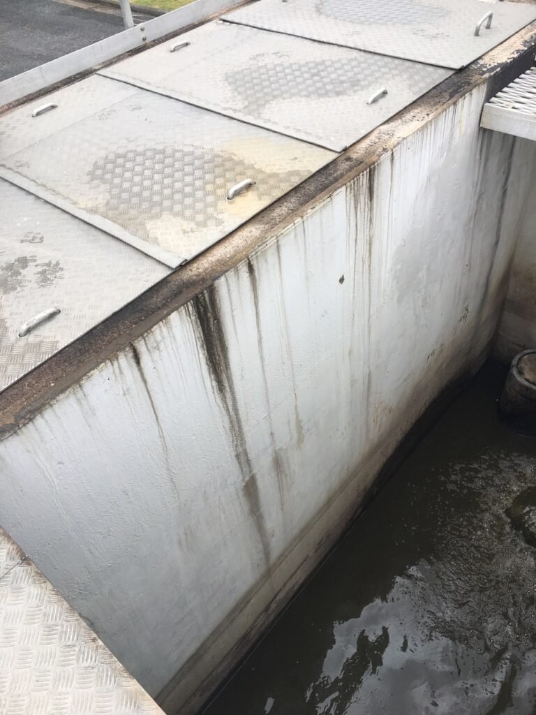 polymer modified CAC corrosion protection. STP chamber in NSW Australia. 